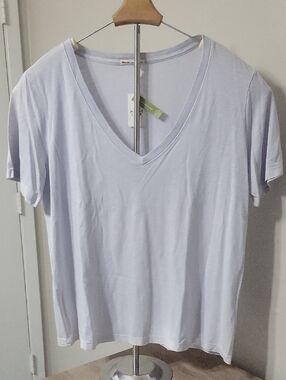 Marine Layer Boyfriend V-Neck Short Sleeve Top Xenon Blue XL Basic Essential New